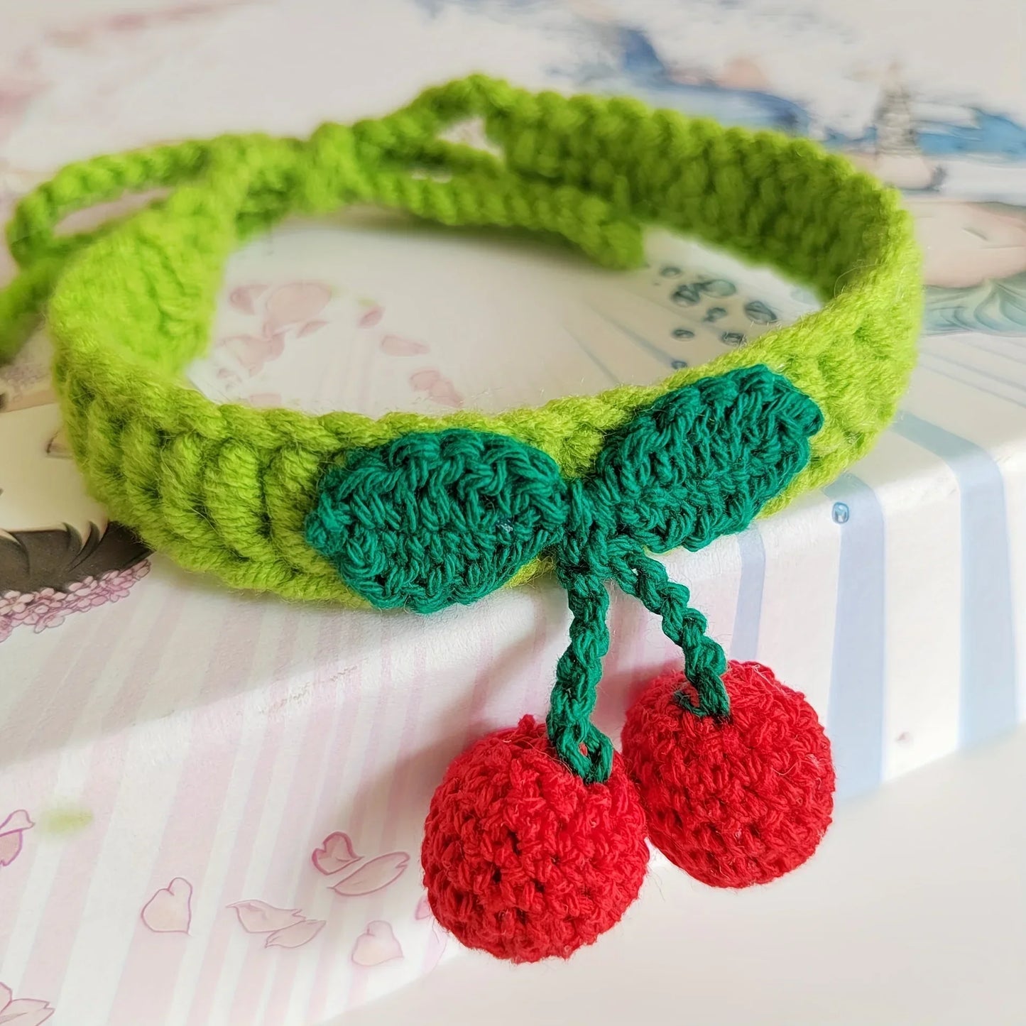 Handmade Cat Collar with Cherry