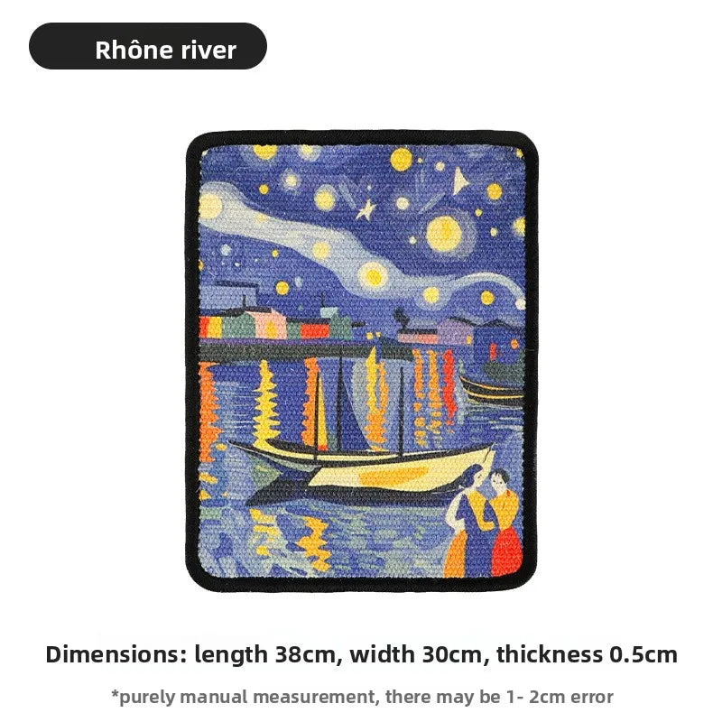 Artistic Wall-Mounted Cat Scratcher: Space-Saving Vertical Scraper for Apartments & Furniture Protection