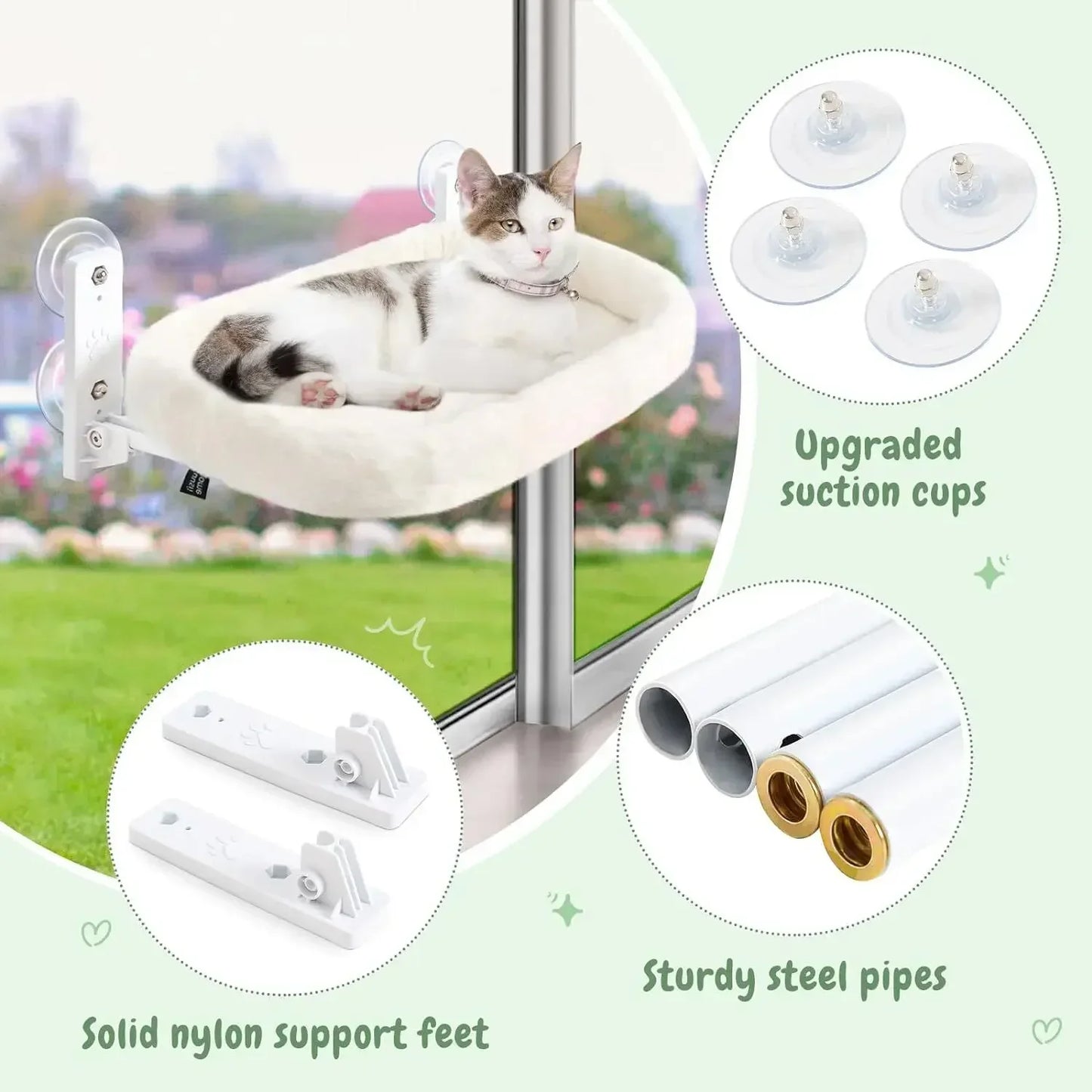 Winter Cat Window Hammock | 40lb Capacity Suction Cup Perch