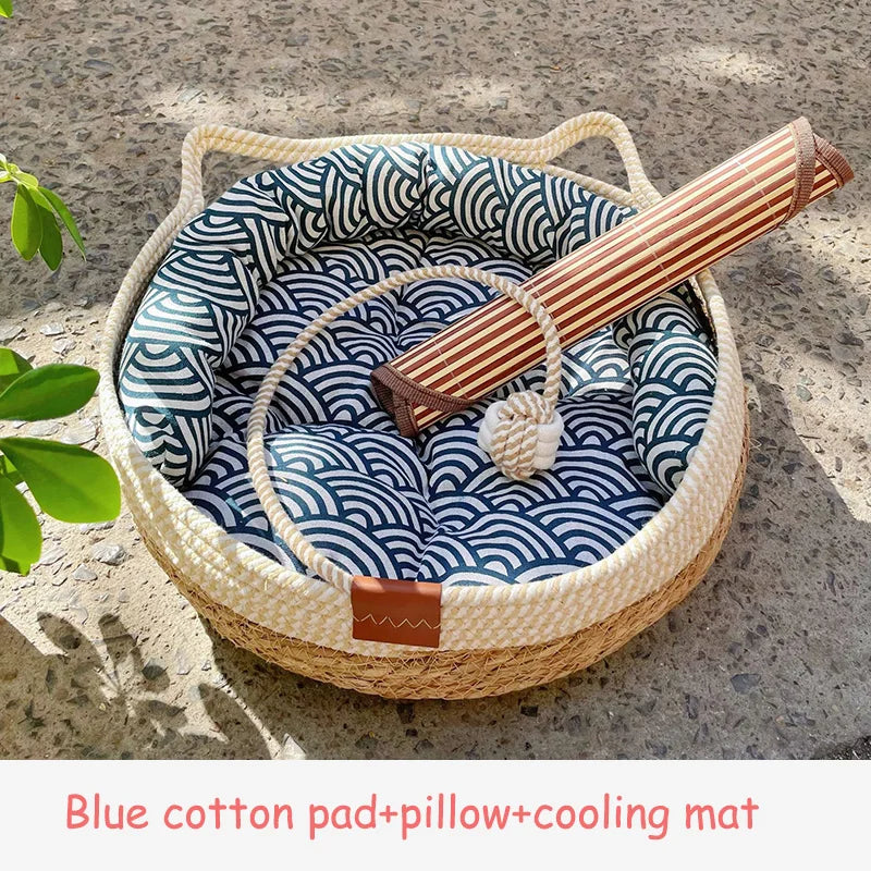 Create a mindful sanctuary for your feline friend with a beautifully crafted, all-season resting place that flawlessly elevates your home's aesthetic.