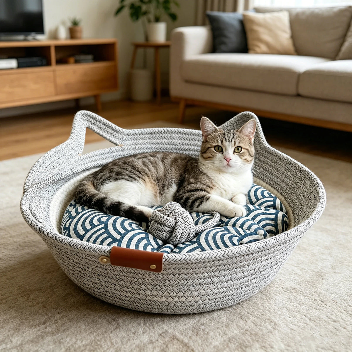 Give your fur-baby that sweet, curled-up security they crave—in an artisanal woven basket that actually looks gorgeous in your living room.
