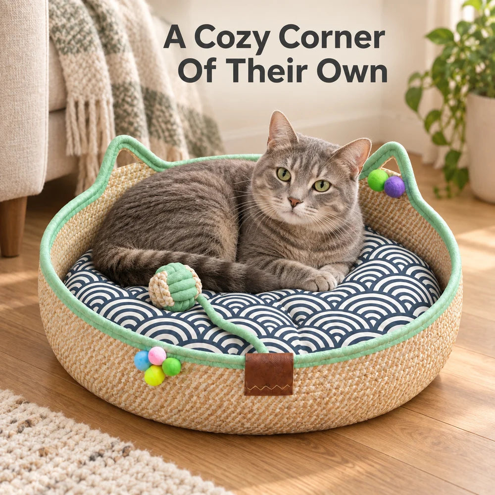 The only bed your cat won’t trade for a shipping box. Den-like security for them; quiet luxury for your home.