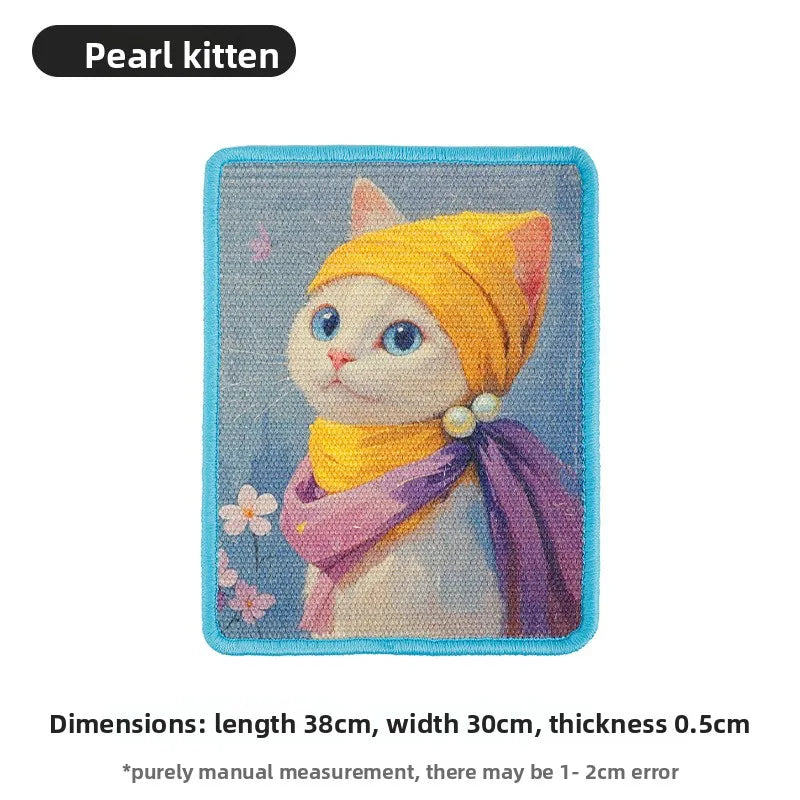 Artistic Wall-Mounted Cat Scratcher: Space-Saving Vertical Scraper for Apartments & Furniture Protection