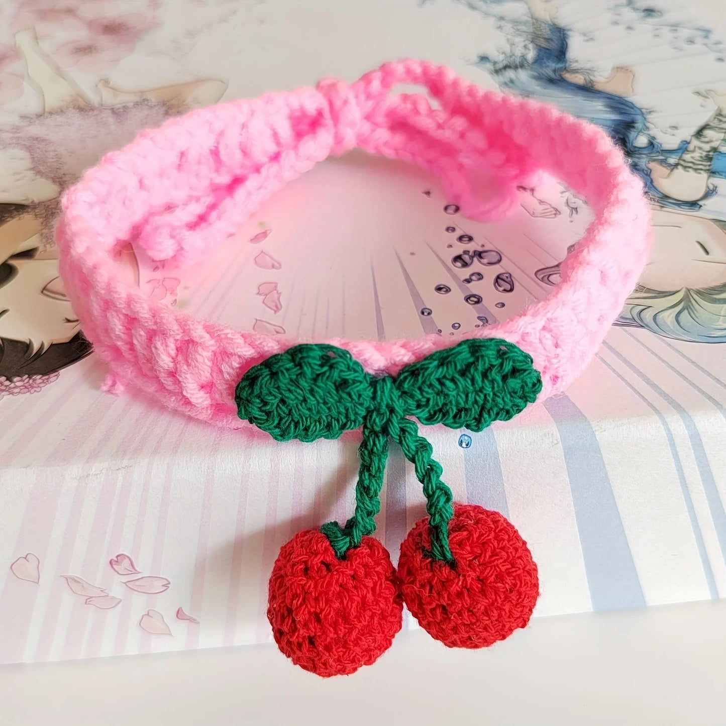 Handmade Cat Collar with Cherry