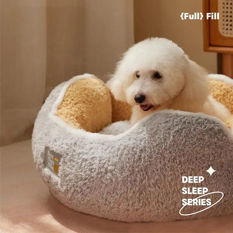 Warm Long Plush Cat Bed for Cats & Small Dogs