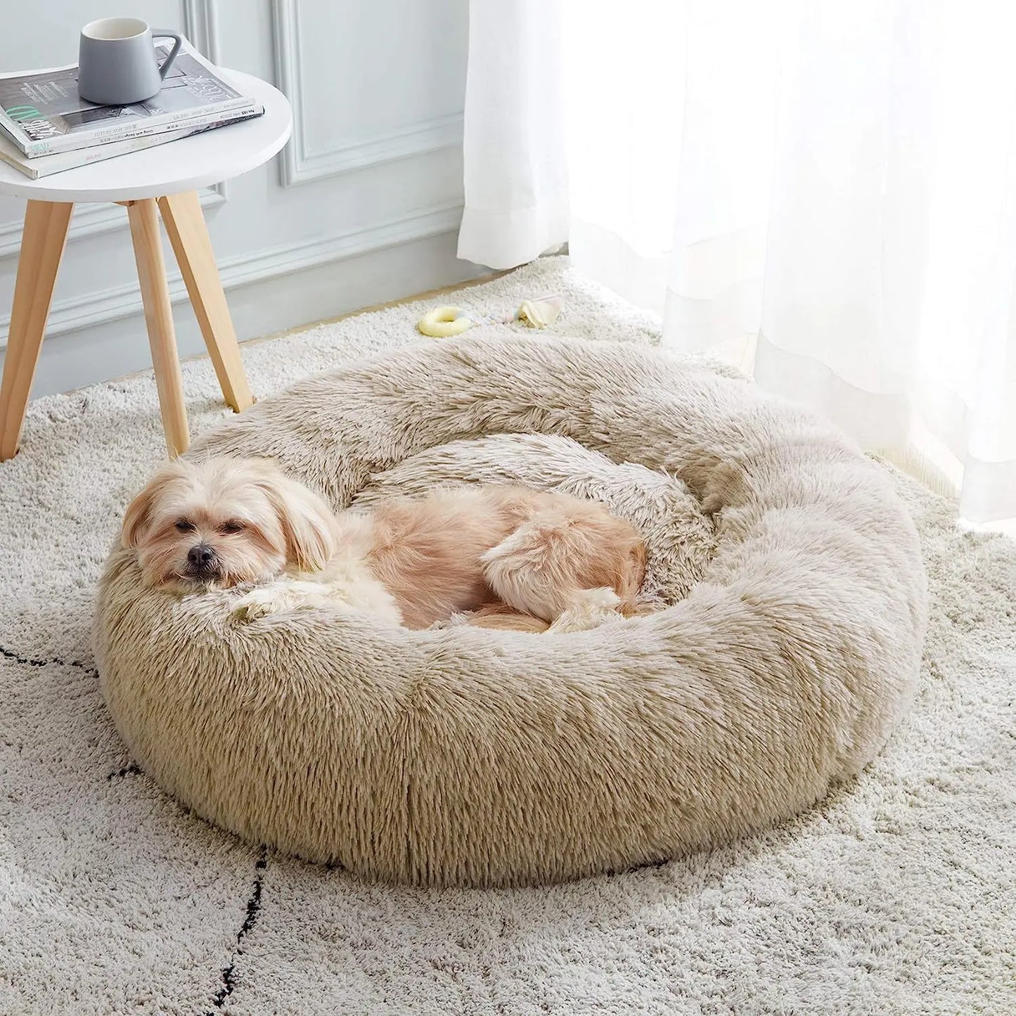 Warm Long Plush Cat Bed for Cats & Small Dogs