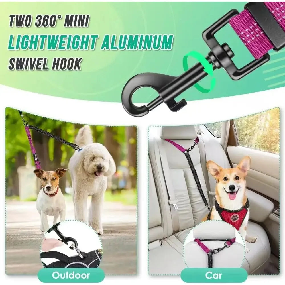Restore peace and harmony to your daily walks. An innovative, tangle-free dual leash system that elegantly balances the different energies of your dogs while repurposing your favorite old leash.