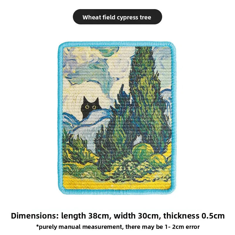 Artistic Wall-Mounted Cat Scratcher: Space-Saving Vertical Scraper for Apartments & Furniture Protection