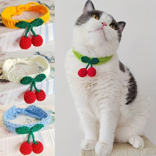 Handmade Cat Collar with Cherry