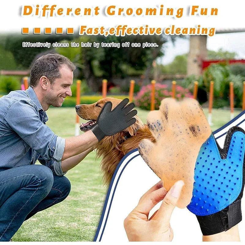 Pet Grooming Kit for Dogs, Cats & Rabbits – 2-Sided Brush, Bath Glove