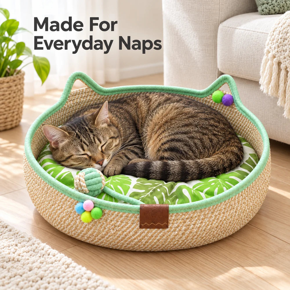 The only bed your cat won’t trade for a shipping box. Den-like security for them; quiet luxury for your home.