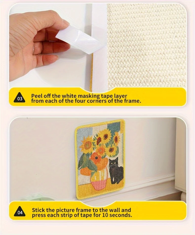 Artistic Wall-Mounted Cat Scratcher: Space-Saving Vertical Scraper for Apartments & Furniture Protection