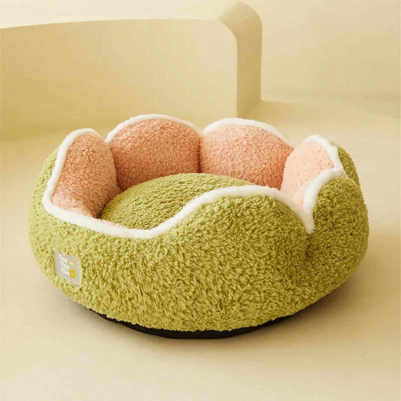 Warm Long Plush Cat Bed for Cats & Small Dogs
