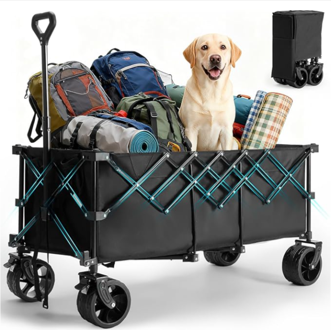 440-lb Heavy-Duty Foldable Utility Wagon | All-Terrain Beach & Garden Cart