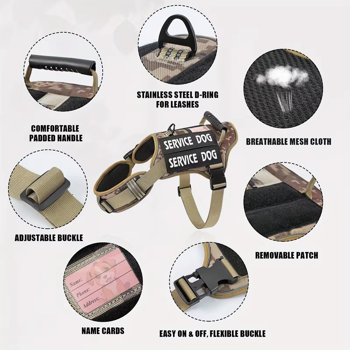 Tactical Service Dog Harness | No-Pull Vest with Handle & Reflective