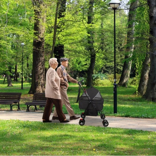 4-Wheel Pet Stroller | Foldable Cart with Removable Washable Liner