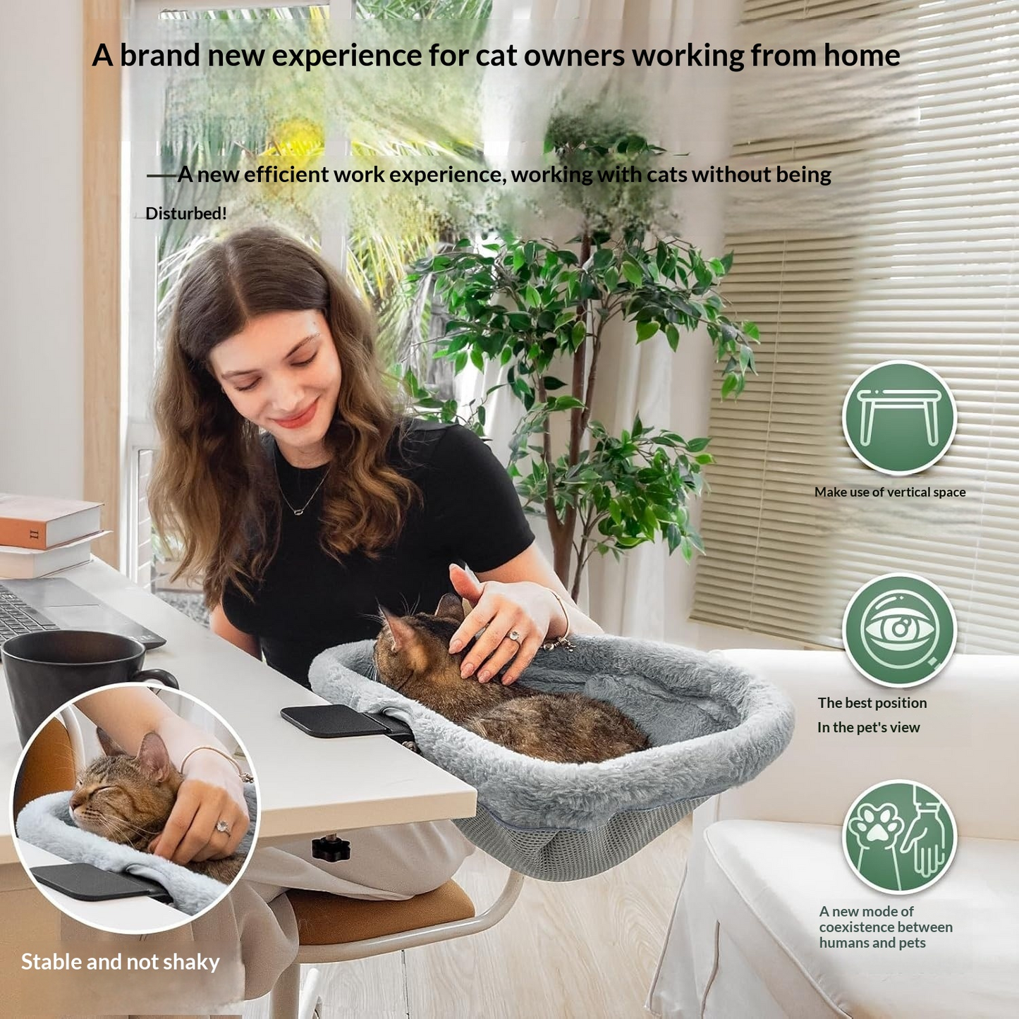 Clear your workspace and keep your companion close—experience a beautifully integrated, space-saving sanctuary that transforms frantic desk interruptions into peaceful, shared productivity.
