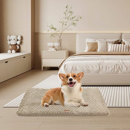 Premium Plush Dog Bed | Washable Large Pet Mat for Crate