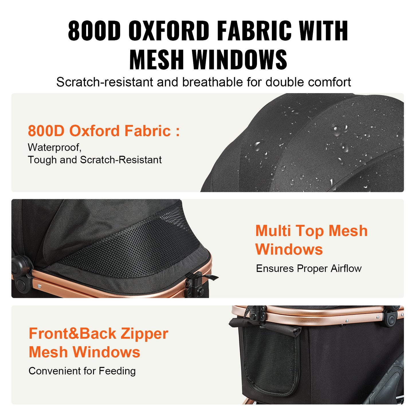 66lbs Heavy Duty Pet Stroller | Detachable Carrier 4-Wheel Black