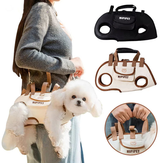 Legs-Out Dog Carrier Tote | Hands-Free Shoulder Bag & Leash Set