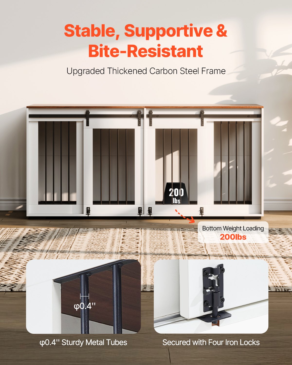 72" Double Dog Crate Furniture | Large Wooden Kennel TV Stand