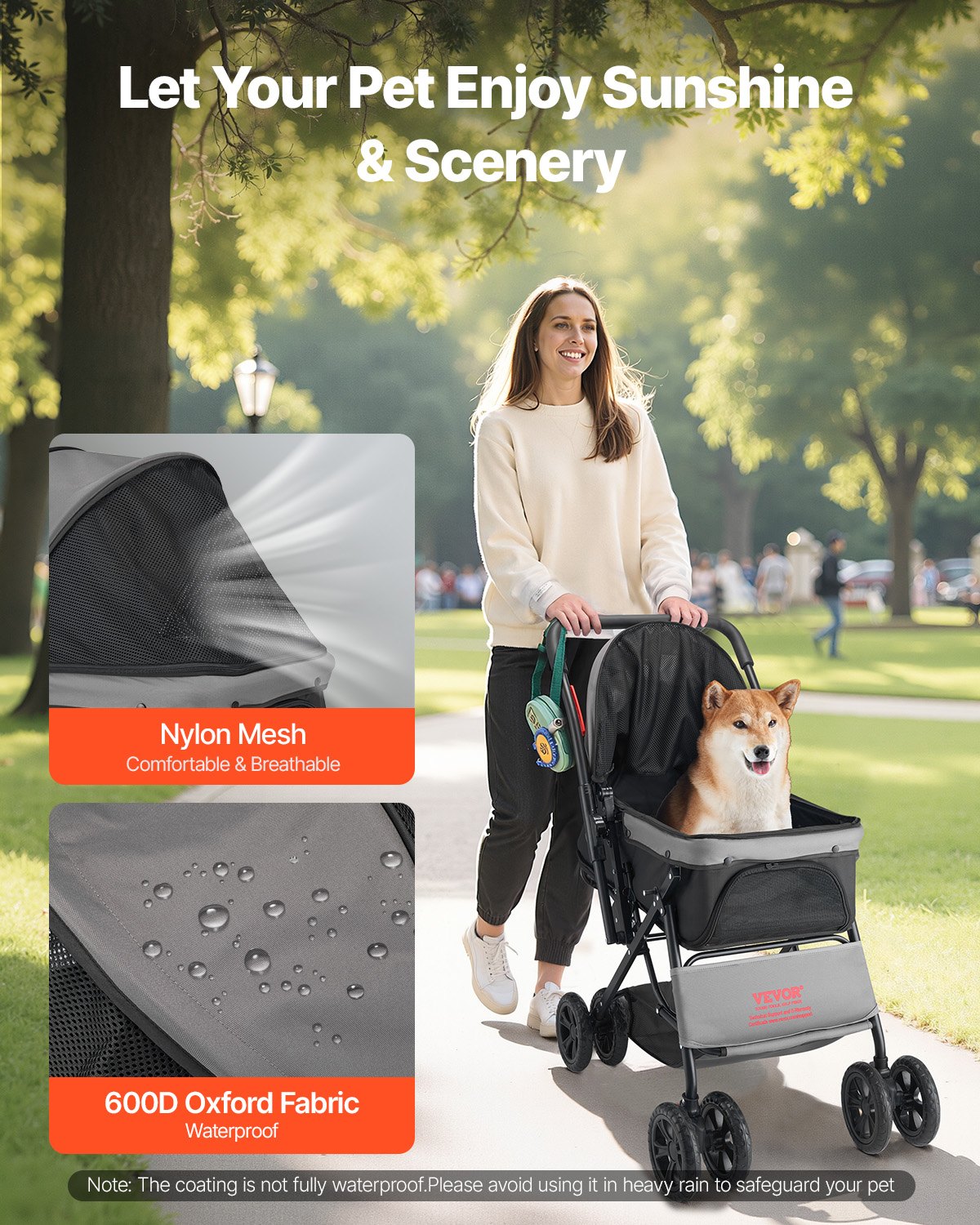 Reversible Handle Pet Stroller | Face-to-Face 4-Wheel Cart 44lbs