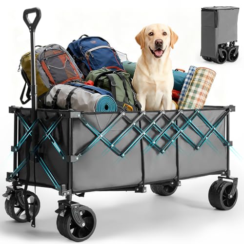 Heavy Duty Pet Wagon 440lbs | Extra Long Foldable Trolley for Big Dogs