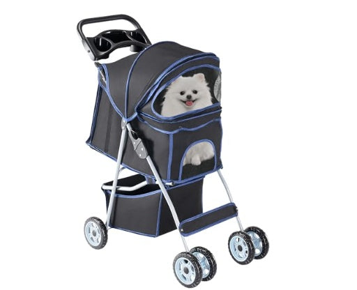 Lightweight Foldable Pet Stroller | For Small to Medium Dogs & Cats