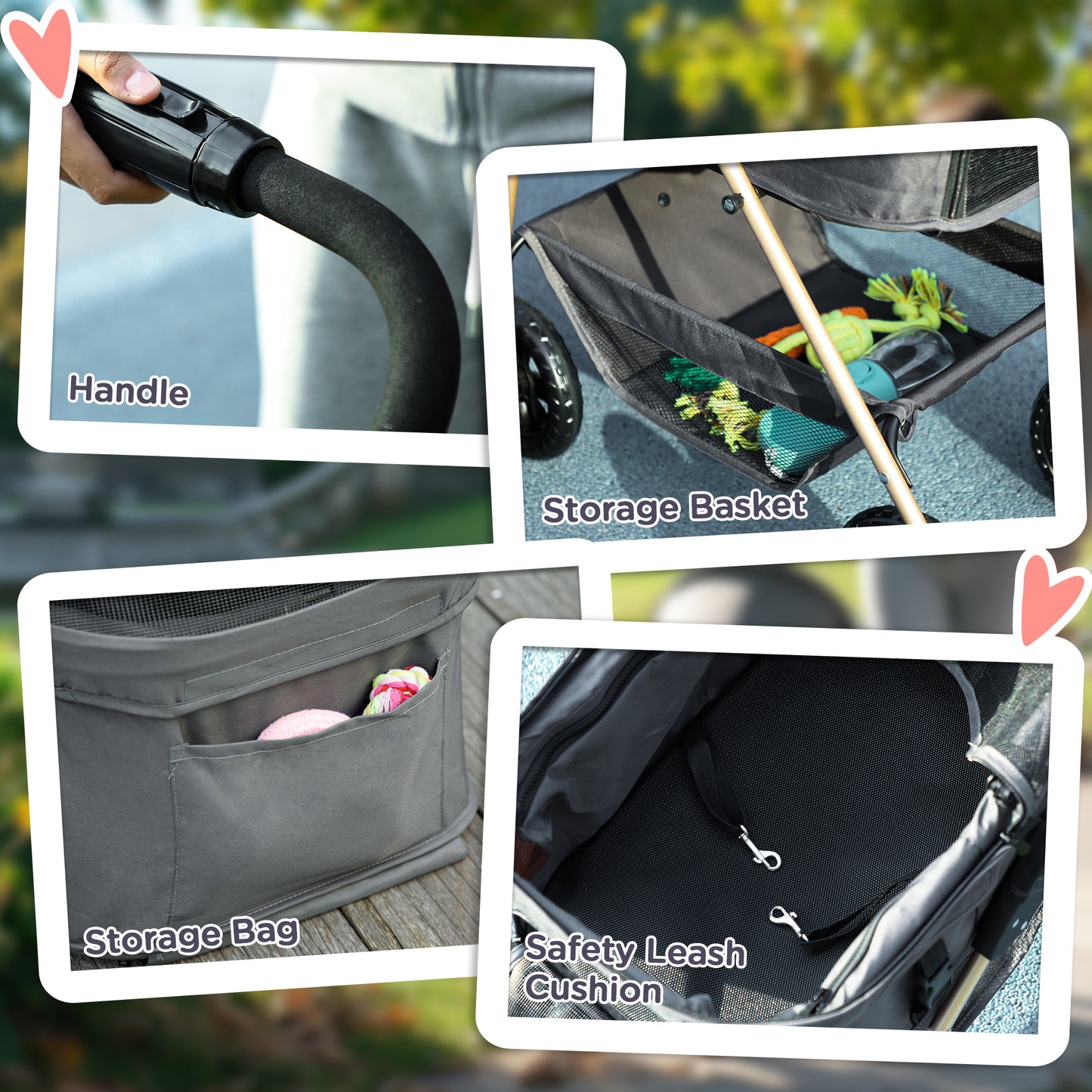 3-in-1 Pet Stroller | Detachable Carrier & Car Seat for Small Dogs Gray