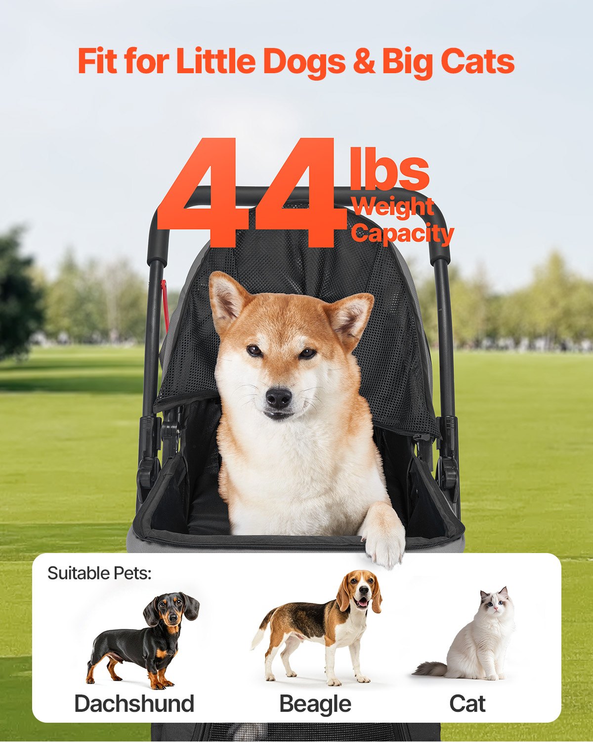 Reversible Handle Pet Stroller | Face-to-Face 4-Wheel Cart 44lbs