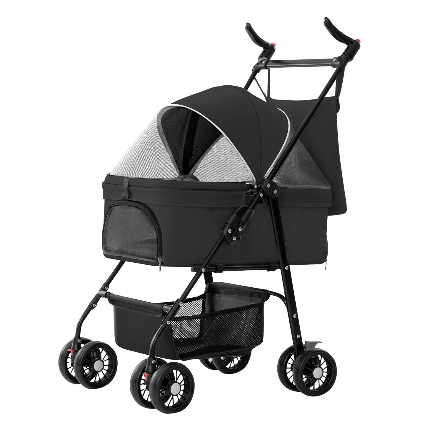4-Wheel Pet Stroller | Foldable Cart with Removable Liner