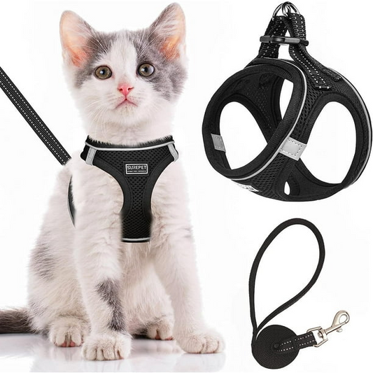 Reflective Anti-Escape Cat Harness | Soft Mesh Safety Leash Set