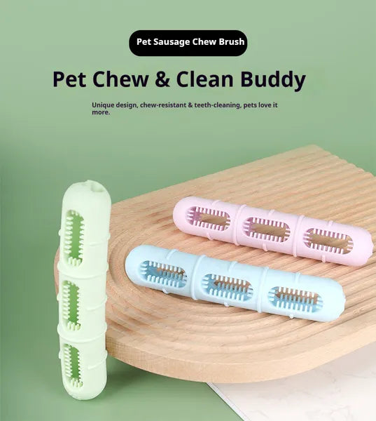 Sausage Dog Chew Toy | Dental Teeth Cleaning Brush & Massager