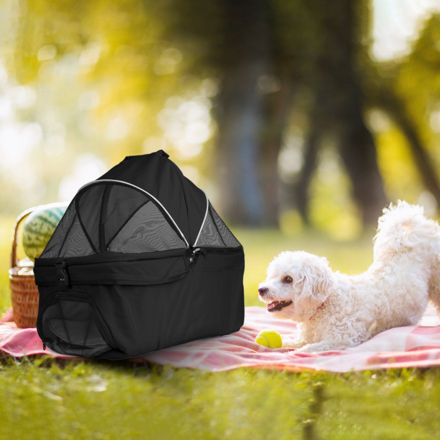 4-Wheel Pet Stroller | Foldable Cart with Removable Liner